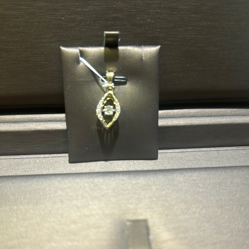 14kt yellow gold dancing diamond pendant